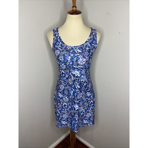 Nuu Muu The Scoop Athletic Activewear Dress In Blue Floral XS - Picture 1 of 10